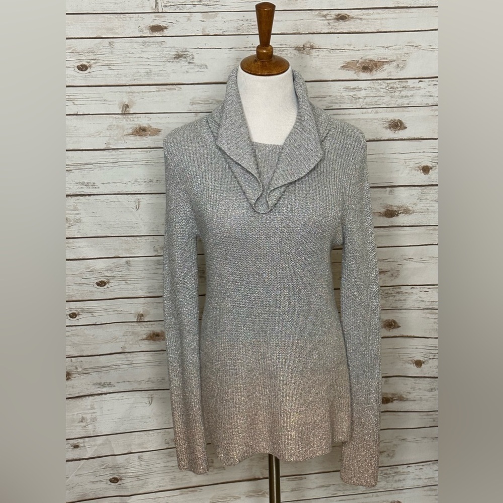 WHBM metallic ombre cowl-neck sweater